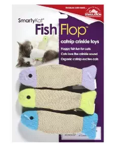 SmartyKat Fish Flop Cat Toy Catnip Crinkle Toys 3 Pack
